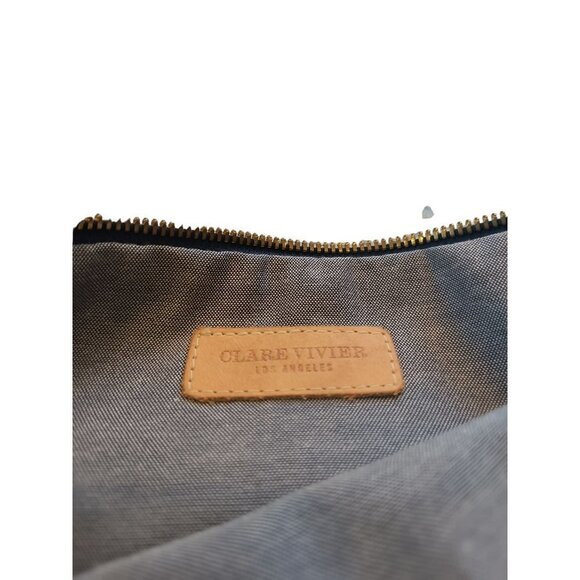 Clare Vivier  Clare V Snake Embossed Fold Over Clutch Light Grey and Blue - Picture 6 of 7